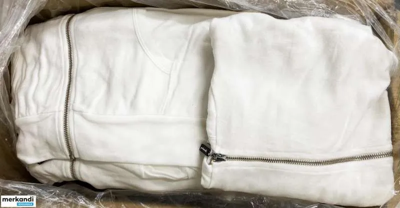 150 piezas Sudadera con capucha para mujer, suéter, manga larga, mezcla de cremallera, blanco, paletas de liquidación al por may