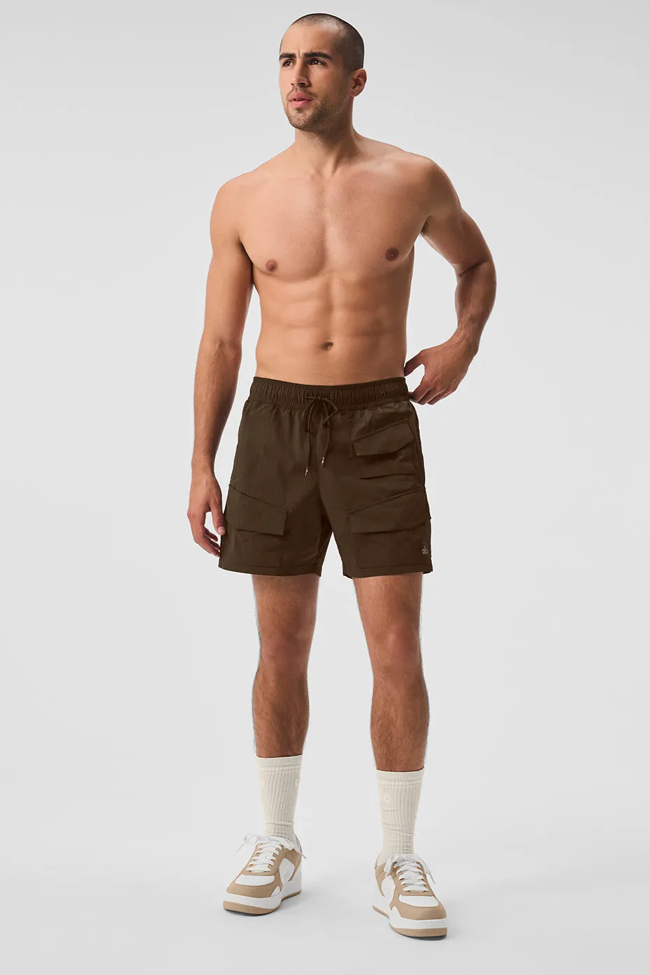 7 CRINKLE NYLON EXCURSION CARGO SHORT  ESPRESSO