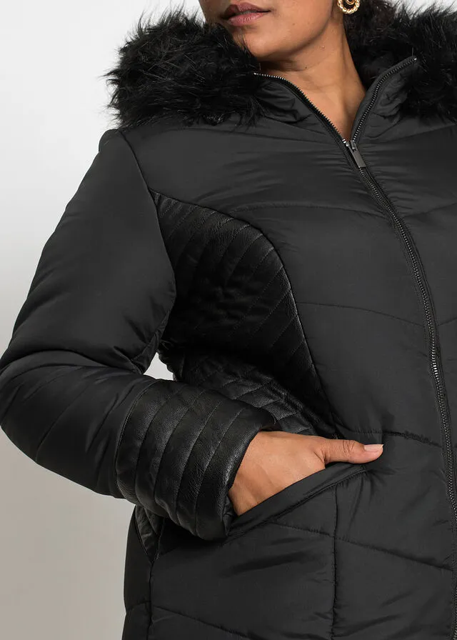 Abrigo acolchado de poliéster reciclado Negro