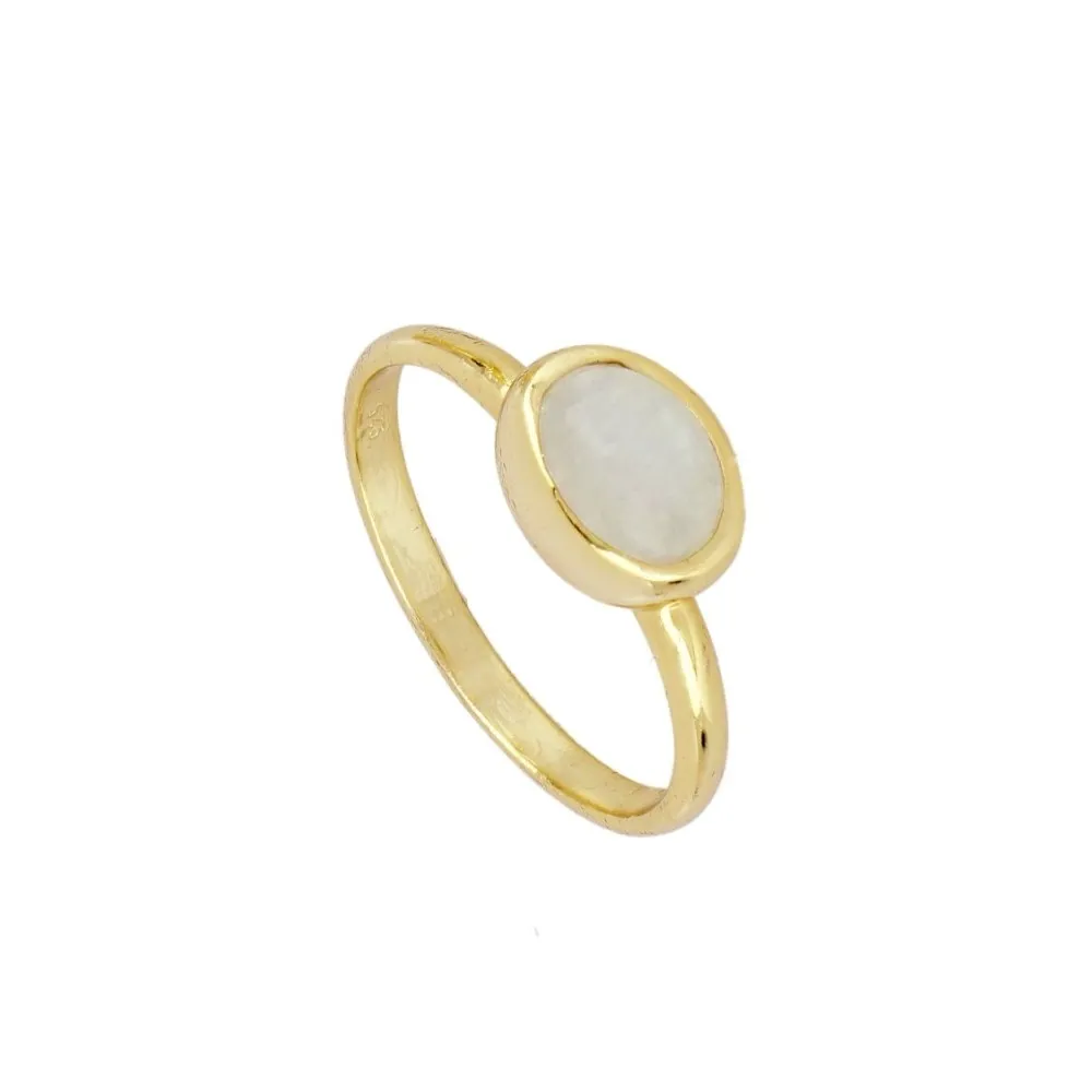 Anillo Amal Piedra Luna Oro