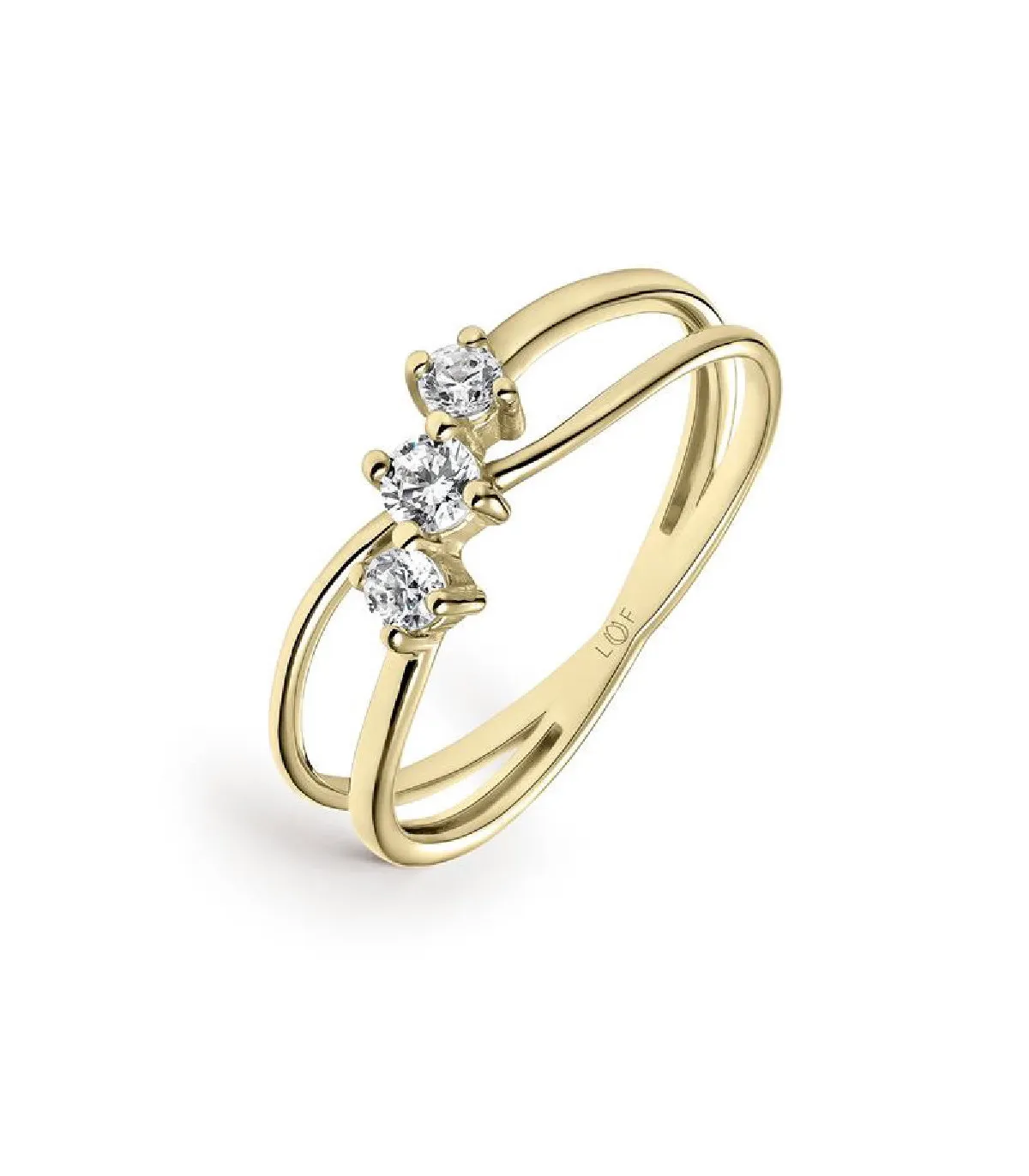 ANILLO ENTRECRUZADO LITTA FIORE TRIPLE CIRCONITA EN ORO AMARILLO  LRN201033