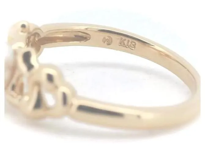 Anillo Tasaki K18YG con perla y diamante tamaño 12 en excelente estado Dorado 