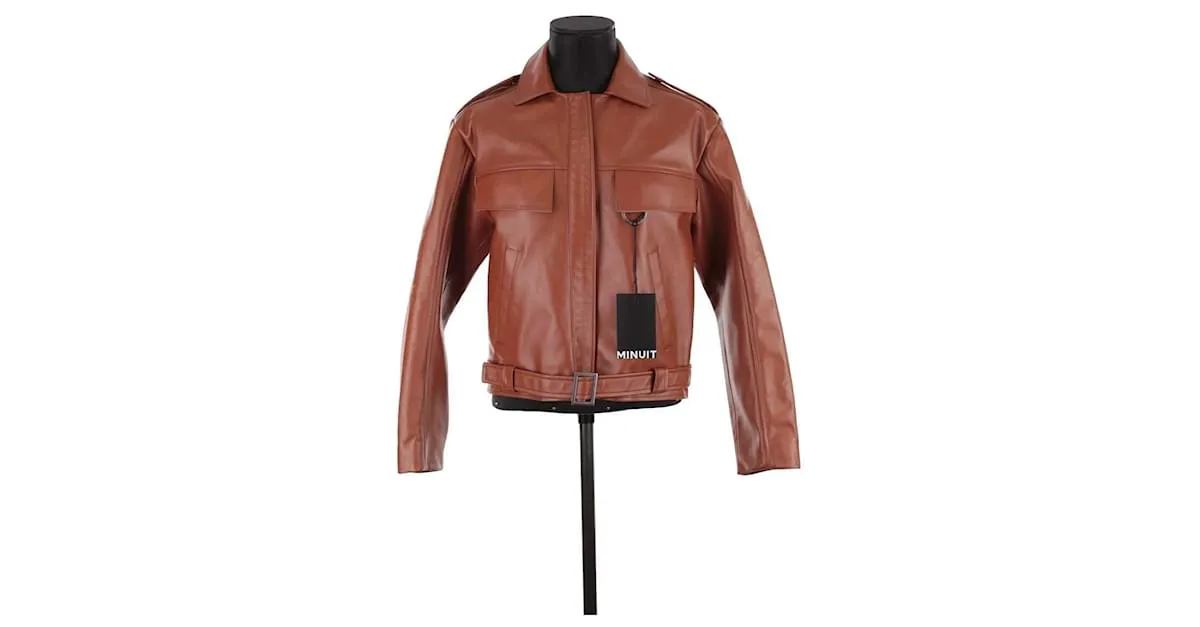 Autre Marque Chaqueta de aviador de cuero Castaño 