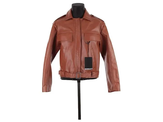 Autre Marque Chaqueta de aviador de cuero Castaño 