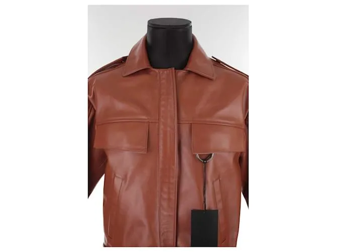 Autre Marque Chaqueta de aviador de cuero Castaño 