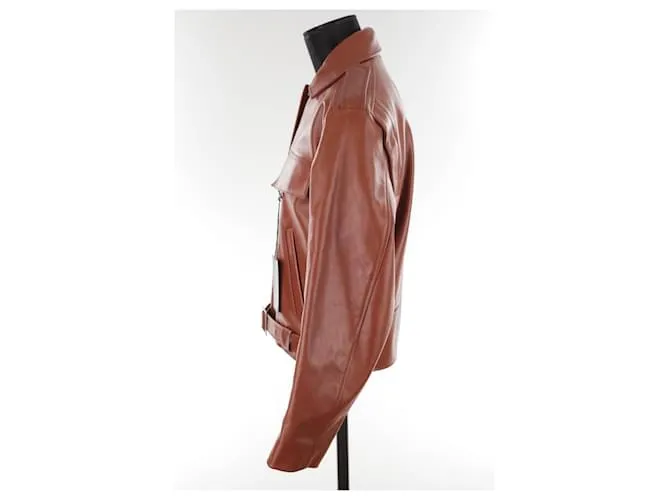 Autre Marque Chaqueta de aviador de cuero Castaño 