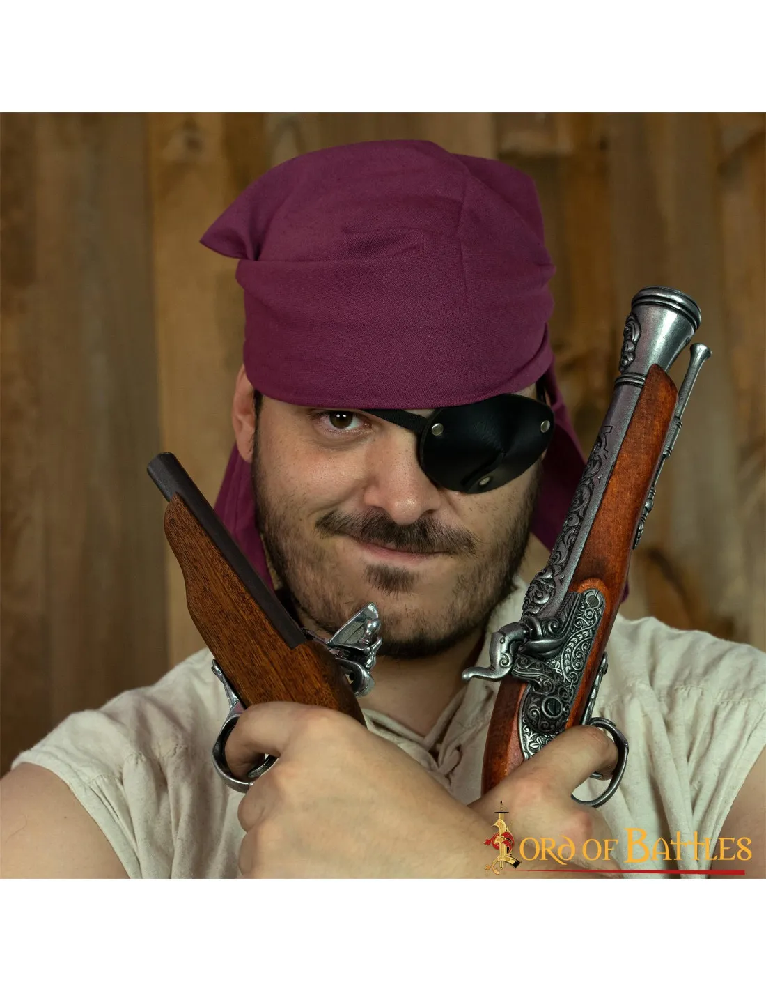 Bandana pirata algodón burdeos