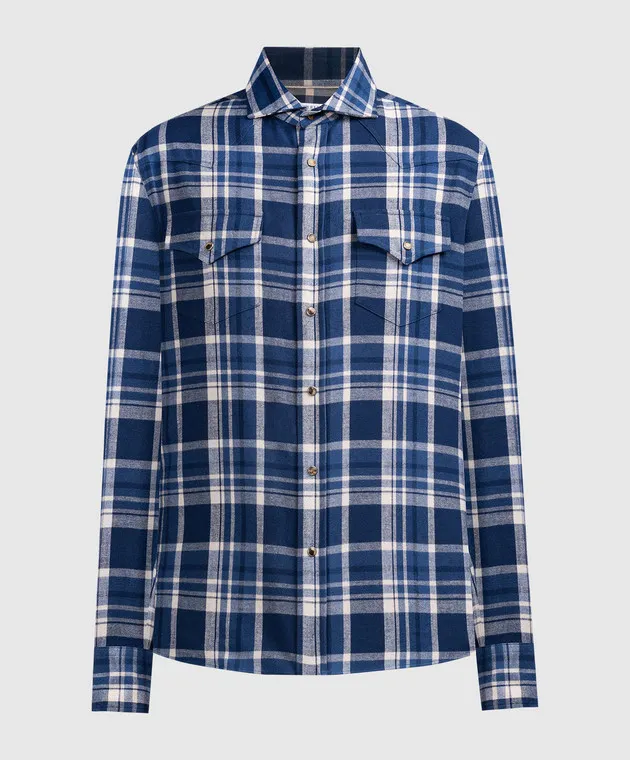 Brunello Cucinelli Blue checked shirt