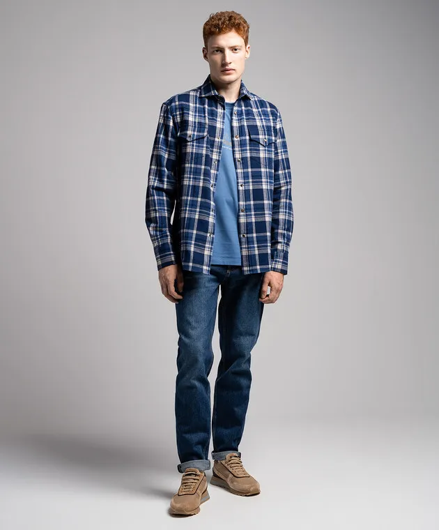 Brunello Cucinelli Blue checked shirt