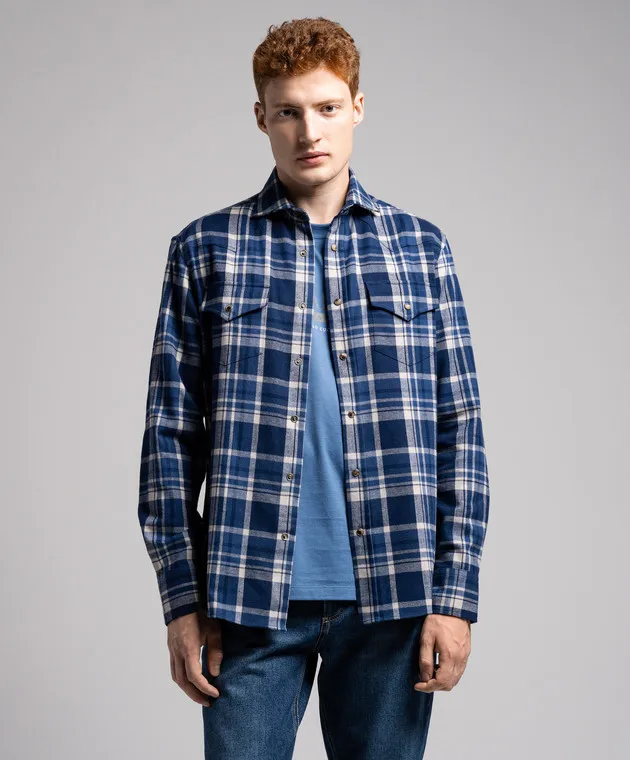 Brunello Cucinelli Blue checked shirt