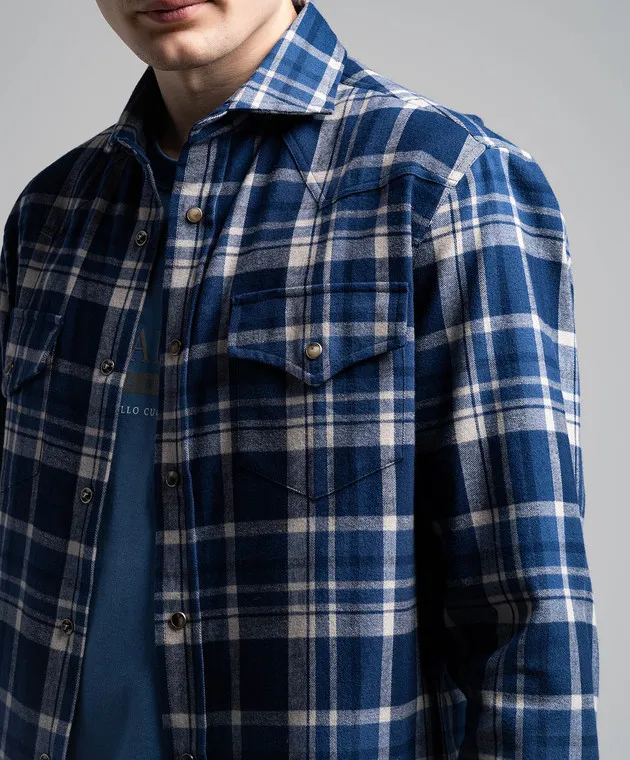 Brunello Cucinelli Blue checked shirt