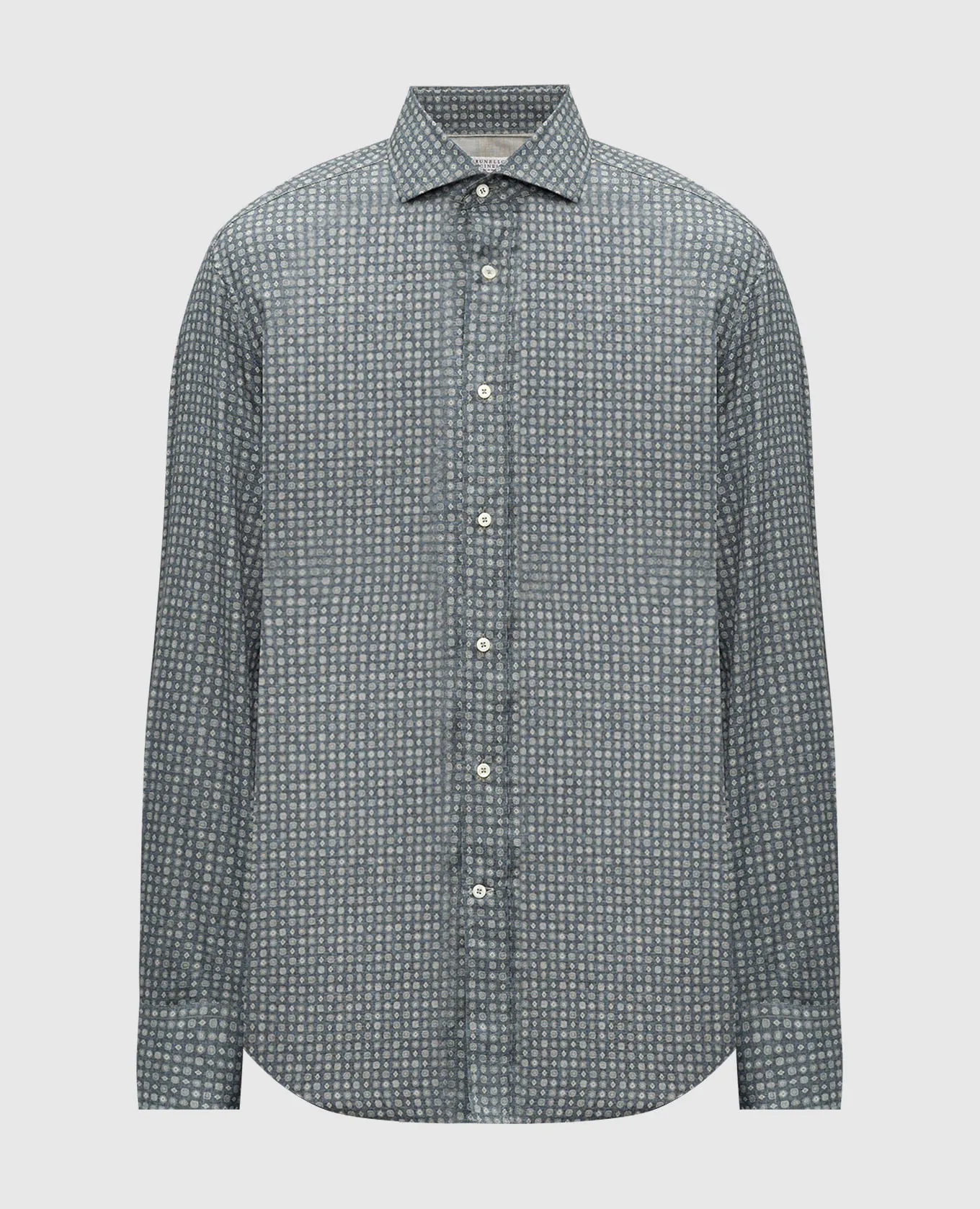 Brunello Cucinelli Blue shirt in a geometric pattern