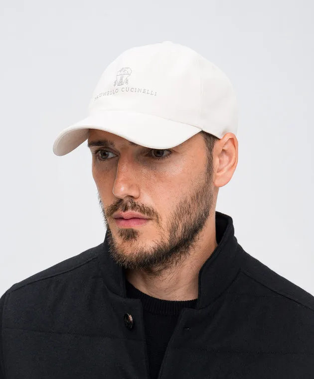 Brunello Cucinelli White cap with logo embroidery