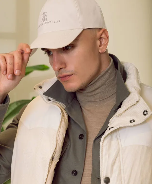 Brunello Cucinelli White cap with logo embroidery