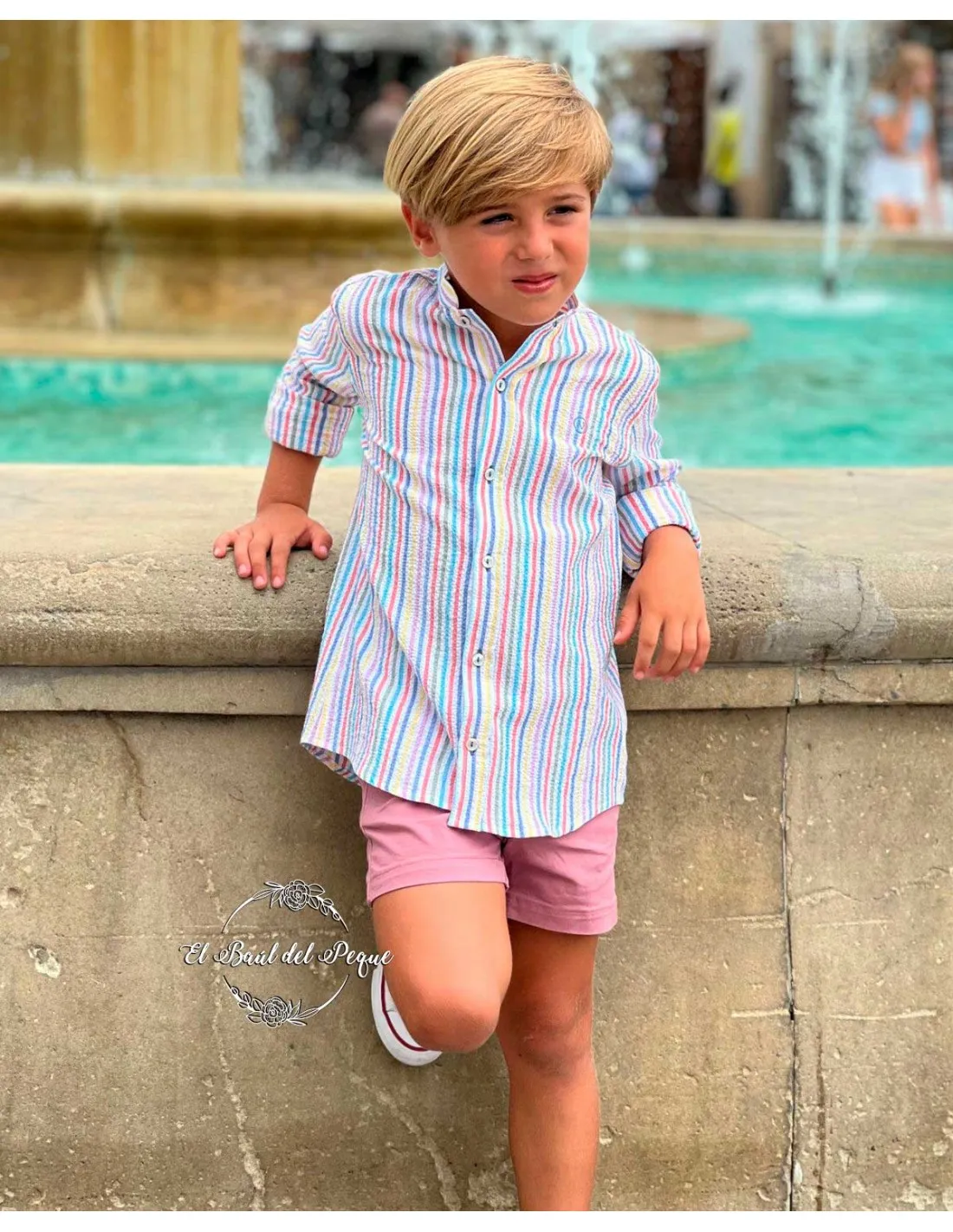 Camisa Niño Rayas Multicolor Seersucker Nachete Primavera 2024