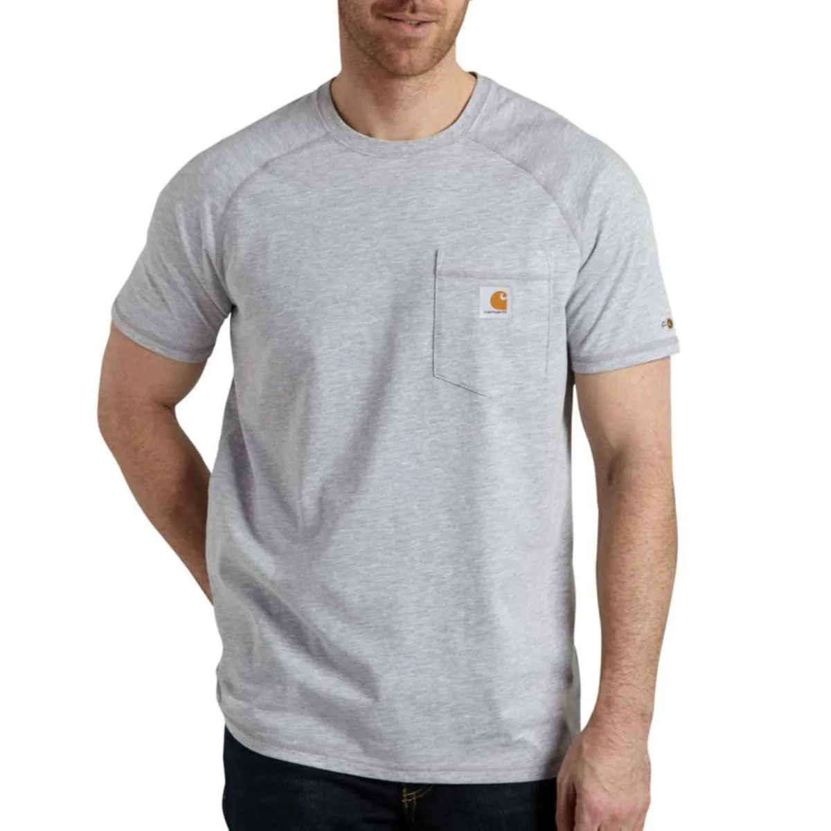 CAMISETA CARHARTT FORCE RELAXED FIT MEDIO PESO MANGA CORTA BOLSILLO GRIS JAPONÉS