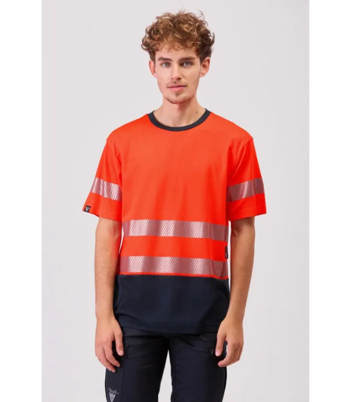 Camiseta combinada de manga corta en micropiqué de poliéster con interior de algodón C3997
