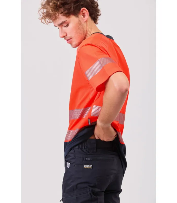 Camiseta combinada de manga corta en micropiqué de poliéster con interior de algodón C3997