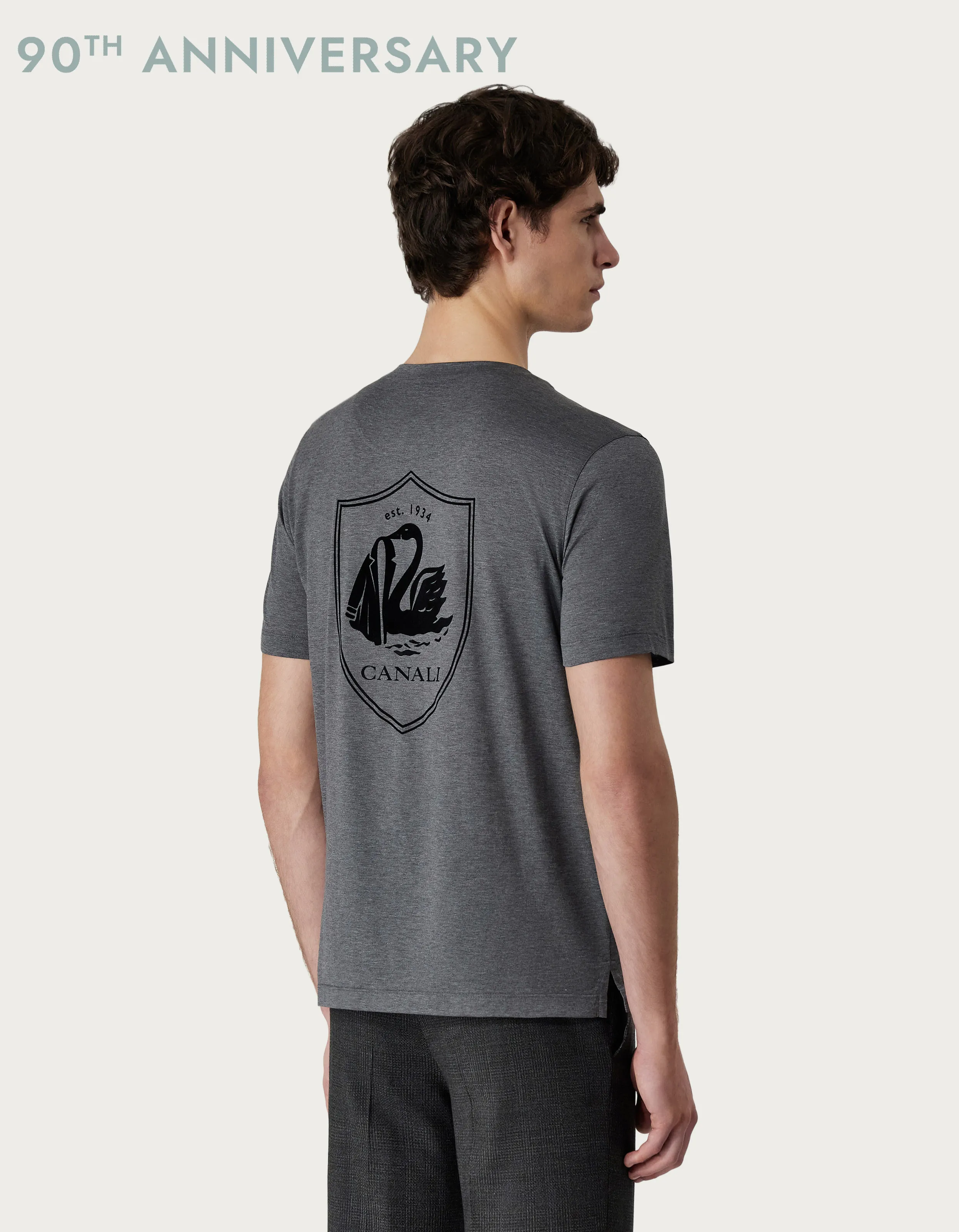 CAMISETA DE ALGODóN Y SEDA ANTRACITA  90º ANIVERSARIO 