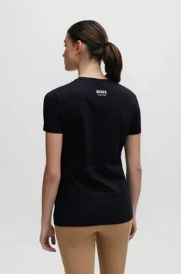 Camiseta de equitación en algodón elástico con detalles de logo