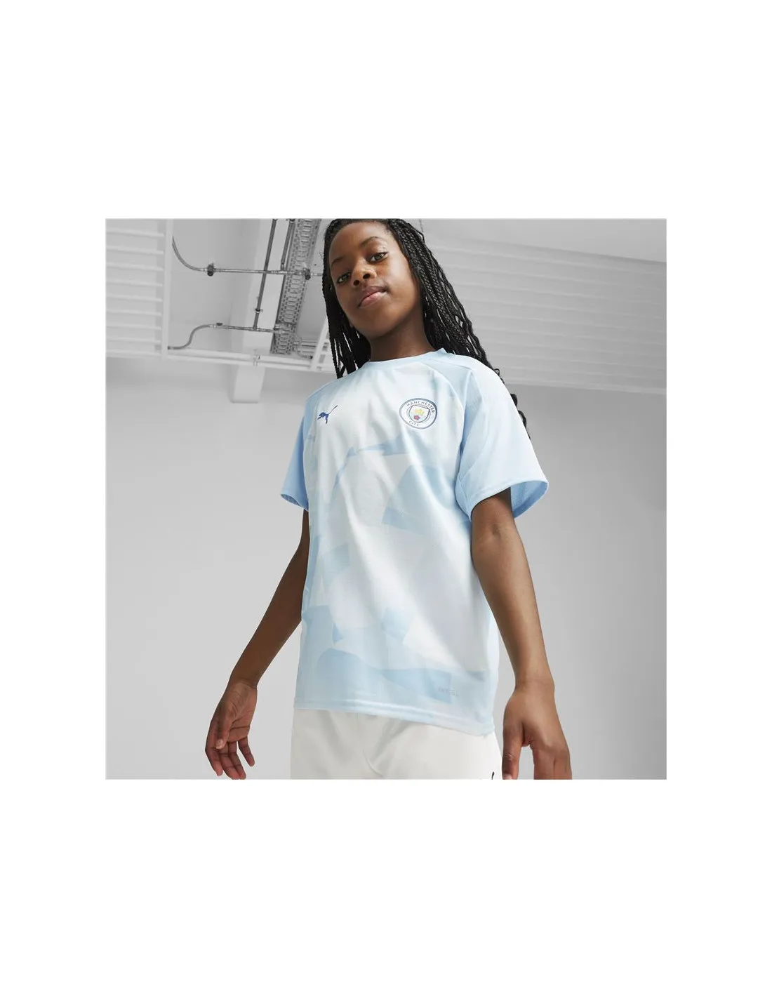 Camiseta de Fútbol Puma Manchester City Prematch Infantil Azul