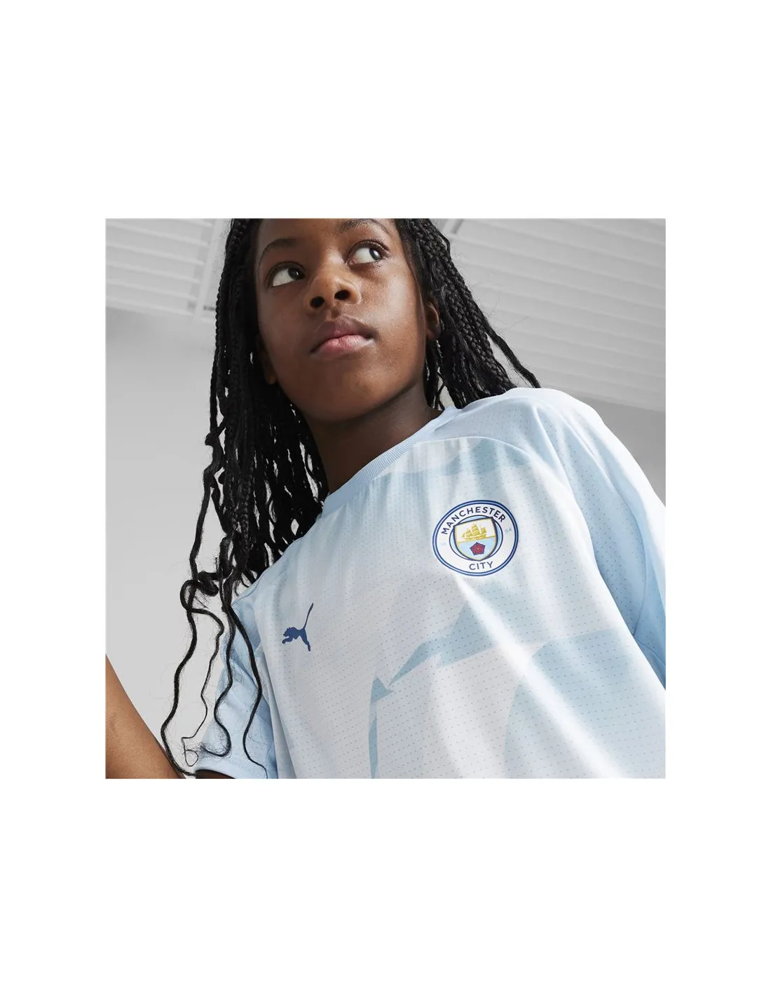 Camiseta de Fútbol Puma Manchester City Prematch Infantil Azul