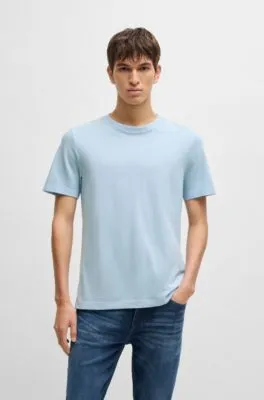 Camiseta en mezcla de algodón con estructura de jacquard de burbujas