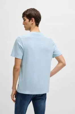 Camiseta en mezcla de algodón con estructura de jacquard de burbujas