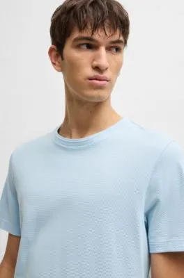 Camiseta en mezcla de algodón con estructura de jacquard de burbujas