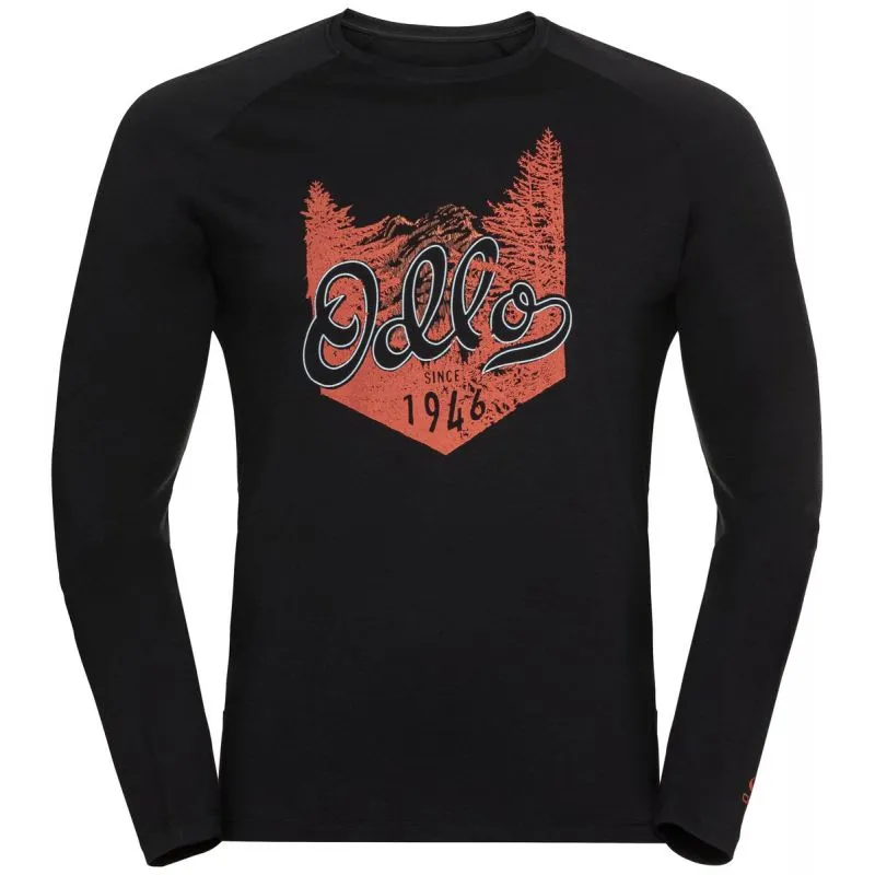 Camiseta Odlo Crew Neck L/s Merino 200 Logo (negro) Hombre