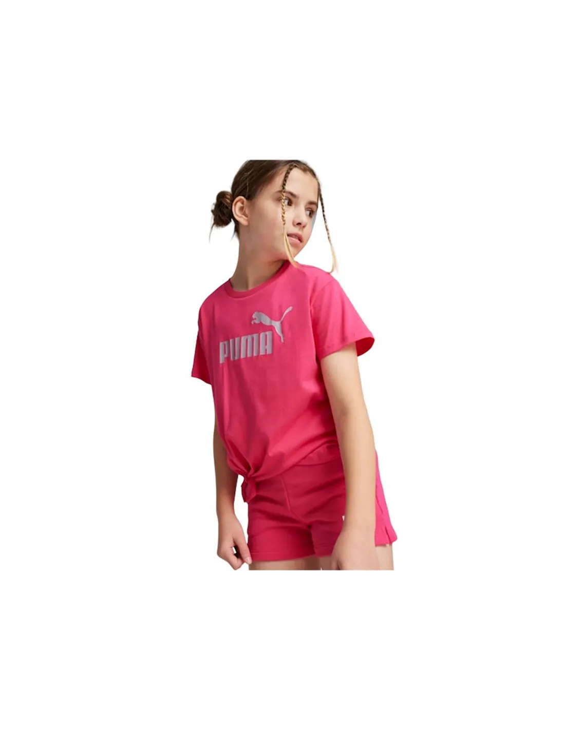 Camiseta Puma Essentials+ Knotted Rosa Infantil