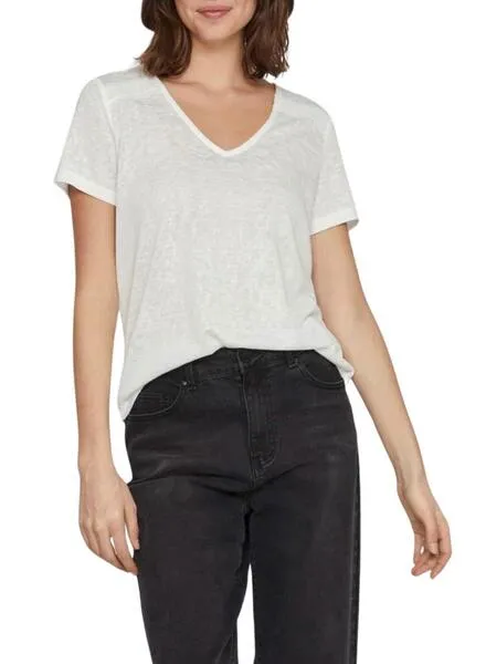 CAMISETA VILA VIAMER VNECK BLANCO PARA MUJER