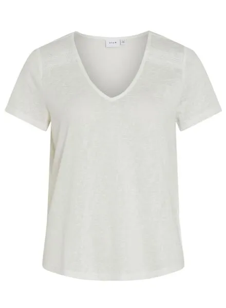 CAMISETA VILA VIAMER VNECK BLANCO PARA MUJER
