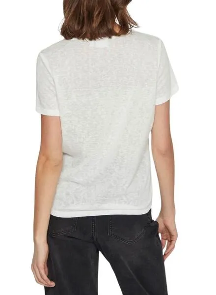 CAMISETA VILA VIAMER VNECK BLANCO PARA MUJER