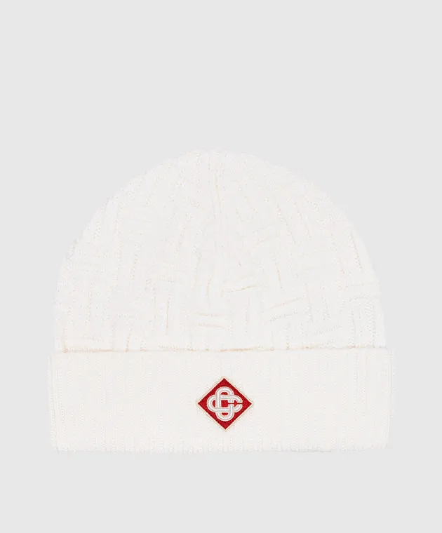 Casablanca White wool cap with logo patch