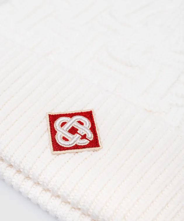 Casablanca White wool cap with logo patch