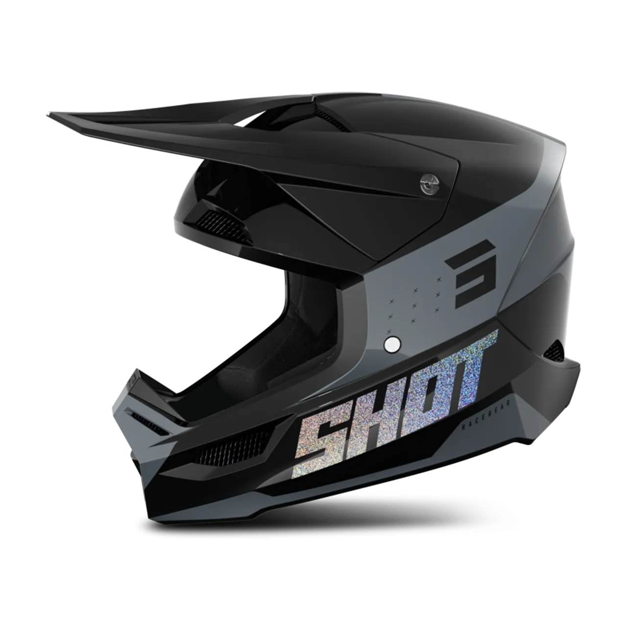 Casco de Cross Shot Furious League Holográfico Purpurina Brillante