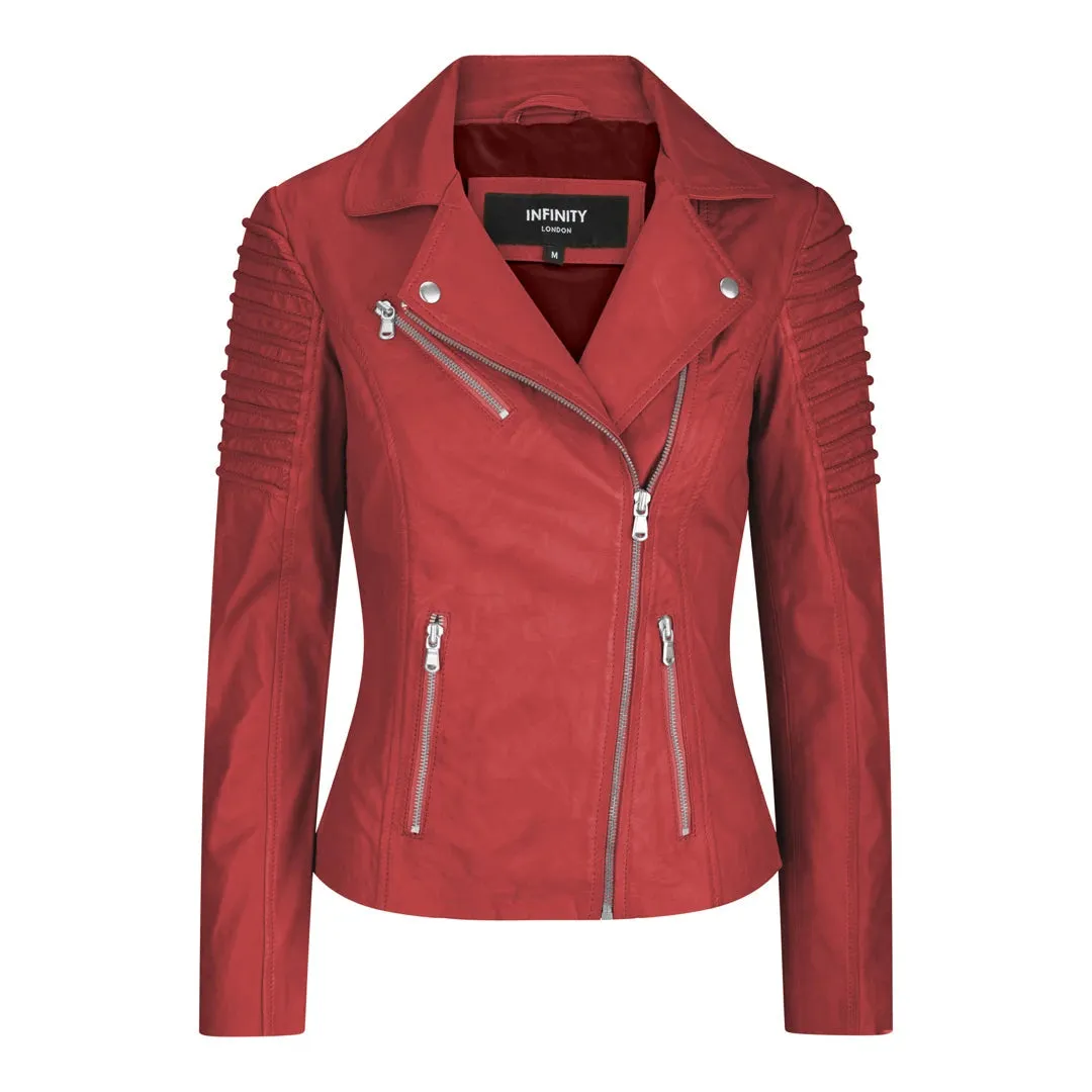 Chaqueta de motociclista de cuero para mujeres