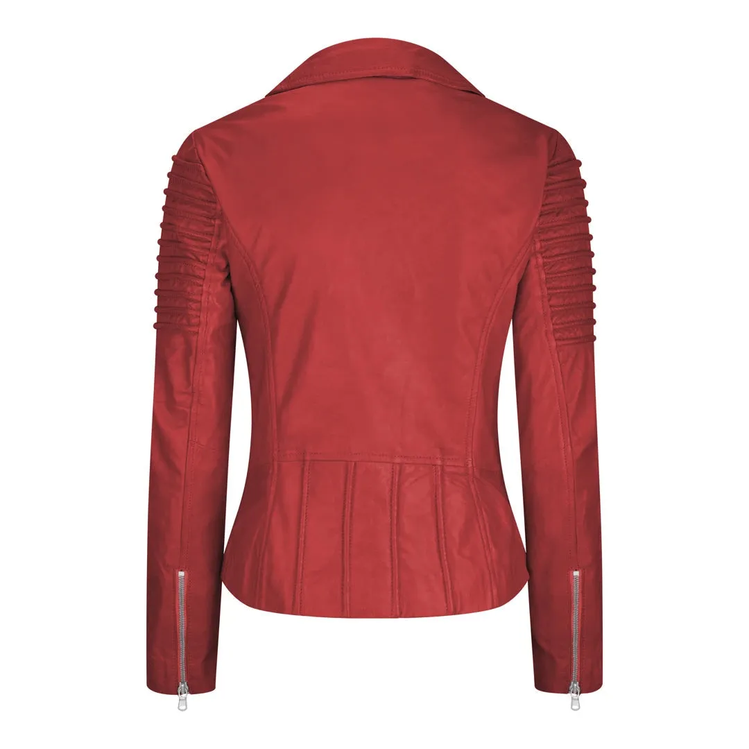 Chaqueta de motociclista de cuero para mujeres