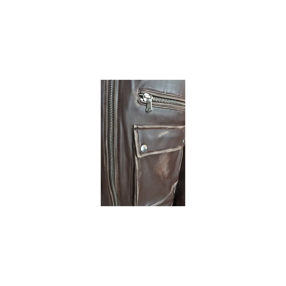 Chaqueta de Piel Daniele Alessandrini I1230K189 Color Marrón