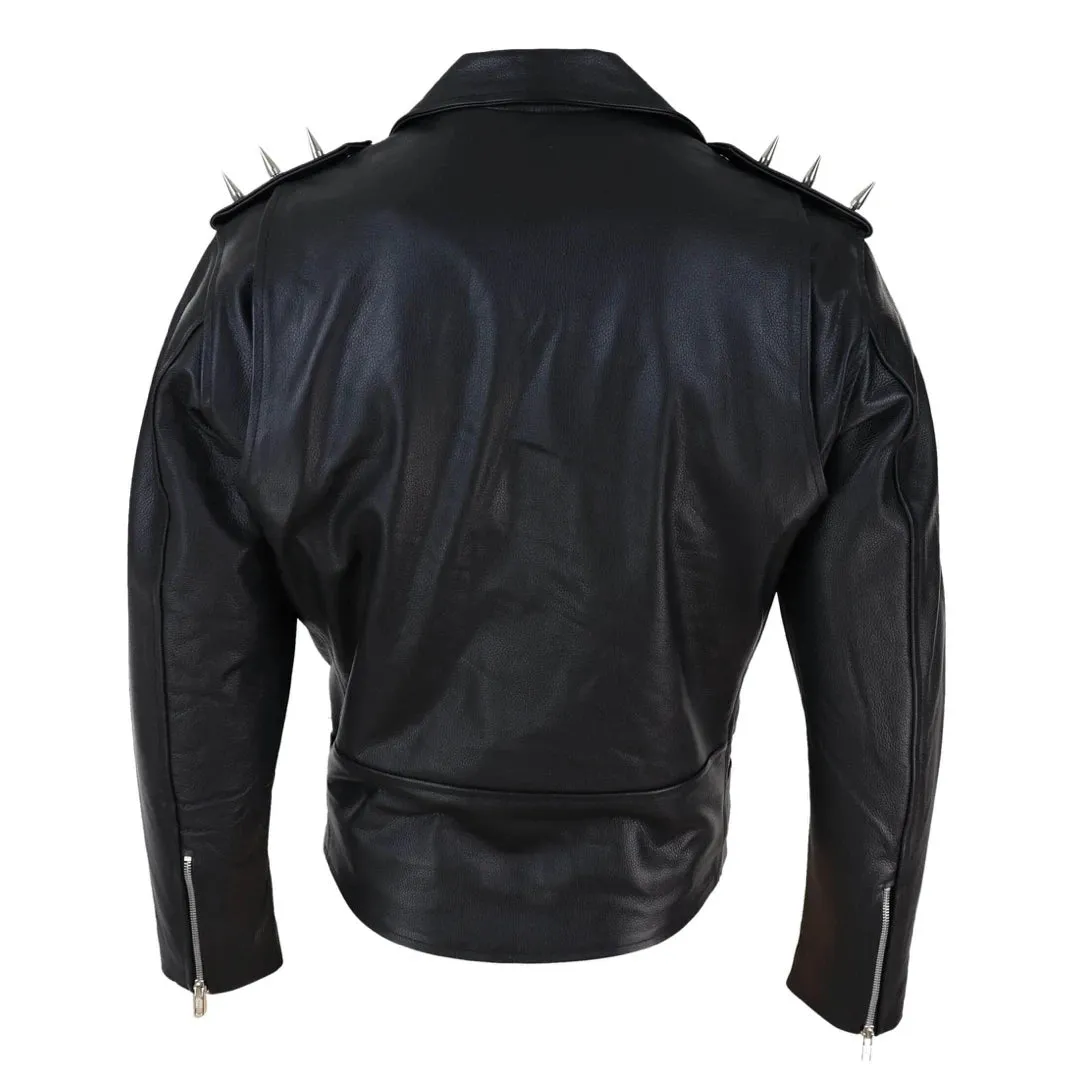 Chaqueta motorista original estilo Brando Biker de cuero real para hombres