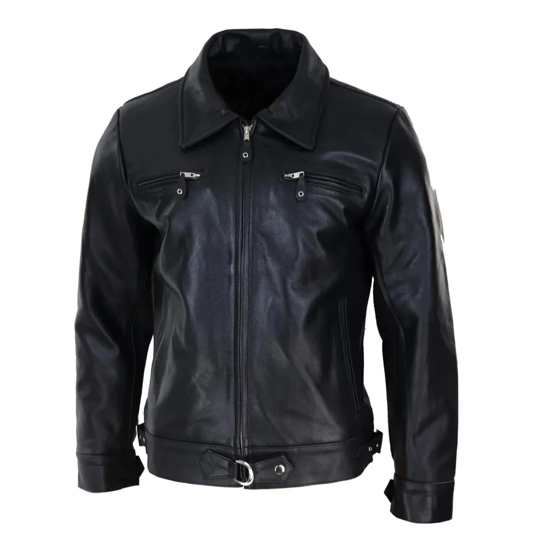 Chaqueta vintage marrón oscuro con cremallera para hombres