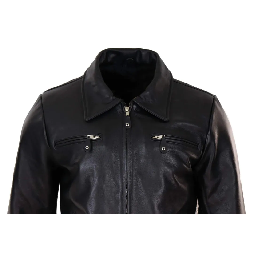 Chaqueta vintage marrón oscuro con cremallera para hombres