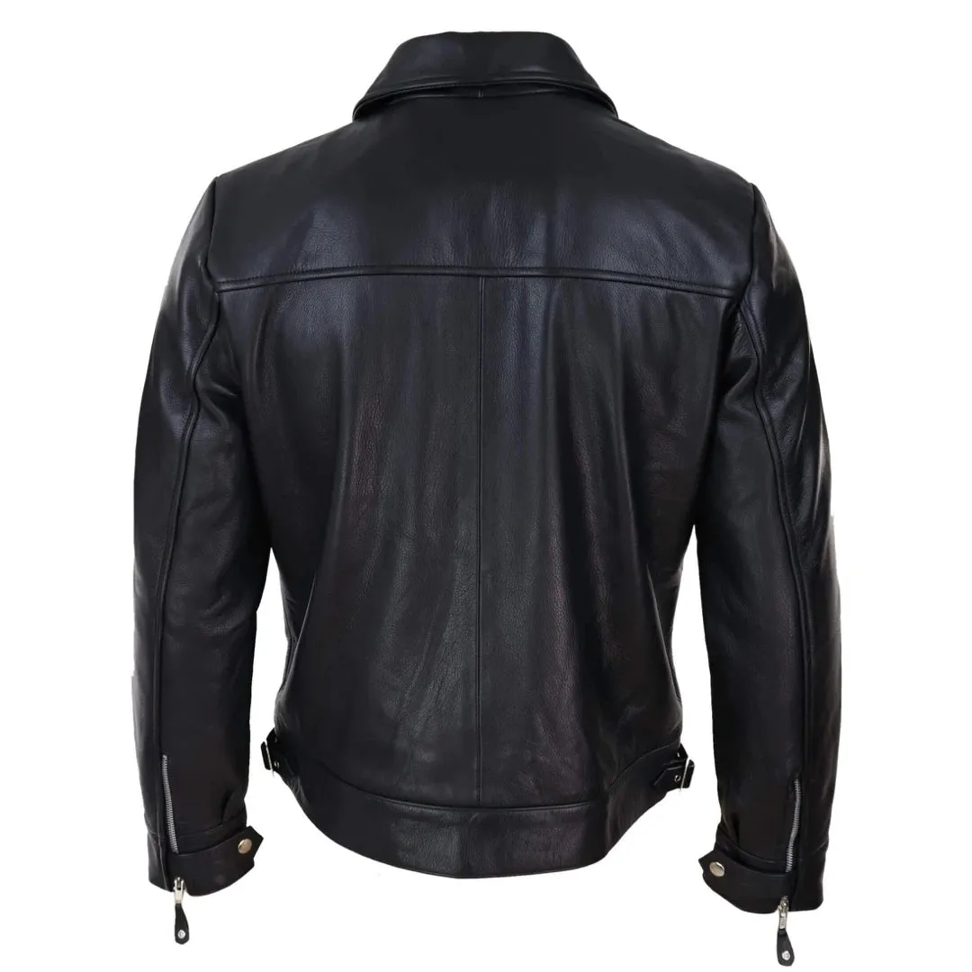 Chaqueta vintage marrón oscuro con cremallera para hombres