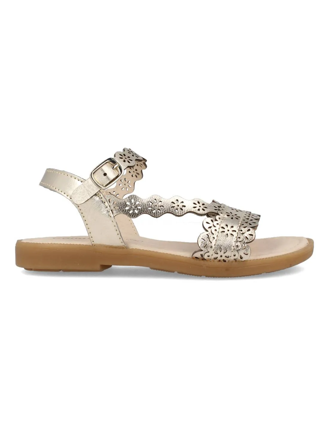 CONGUITOS  SANDALIA FLORAL NAPA METALIZADO ORO