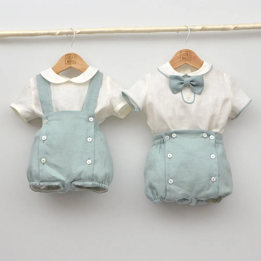 Conjunto bebé lino Beatriz con pajarita