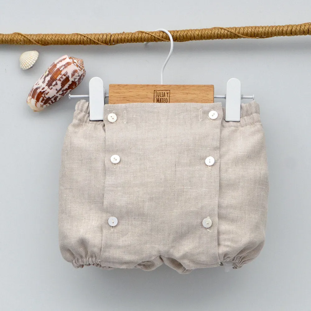 Conjunto bebé lino Leo con pajarita