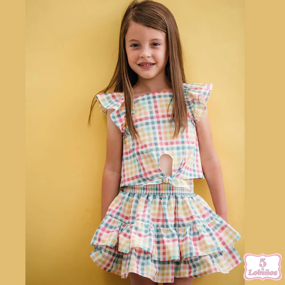 CONJUNTO NIÑA CUADROS MULTICOLOR Coco Acqua