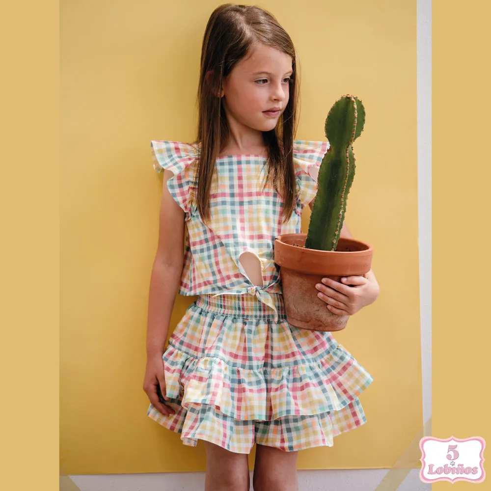 CONJUNTO NIÑA CUADROS MULTICOLOR Coco Acqua