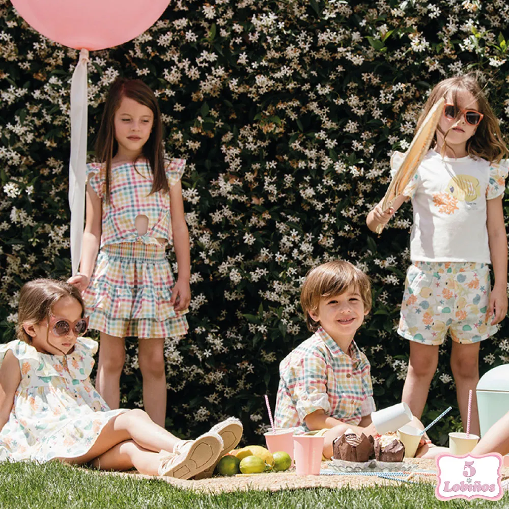 CONJUNTO NIÑA CUADROS MULTICOLOR Coco Acqua